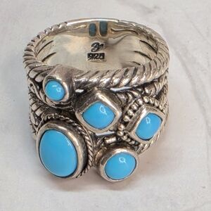 Samuel B Sleeping Beauty Turquoise 925 Statement Ring Sz 6.75–7